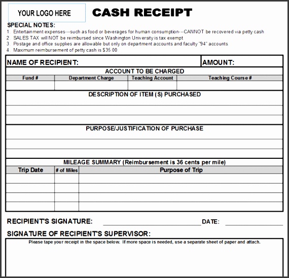 professional cash receipt template