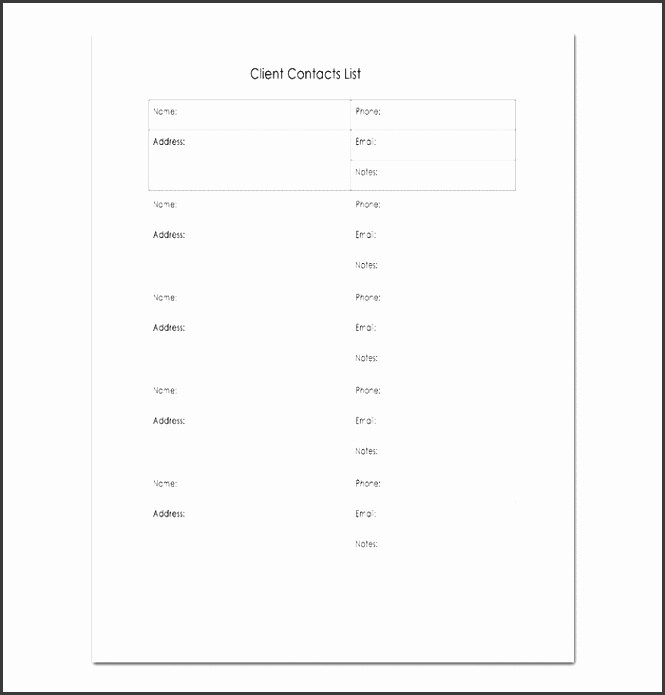 Client Contact List Template
