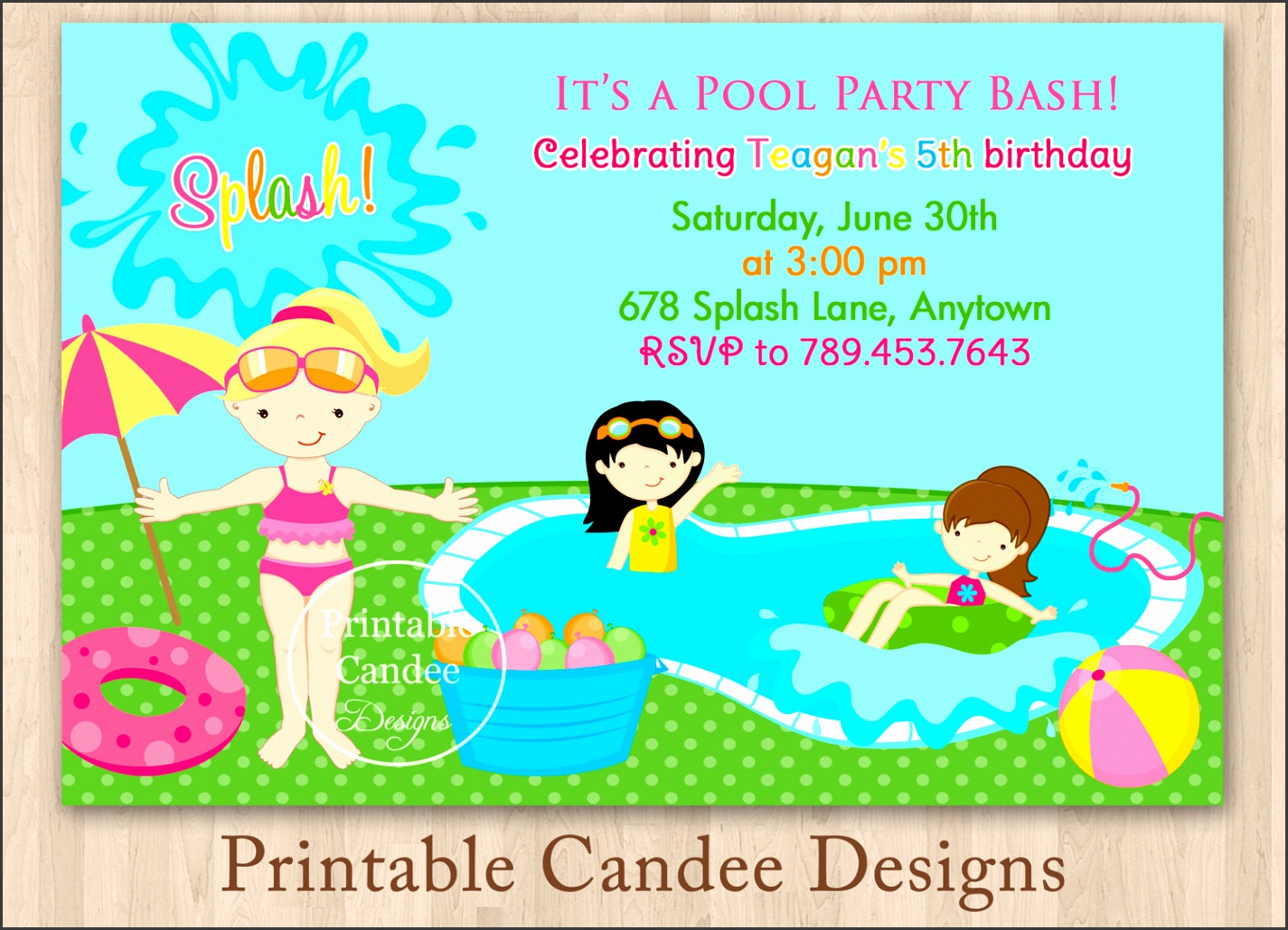 Templates Pool Party Invitations For Kids Free Printable
