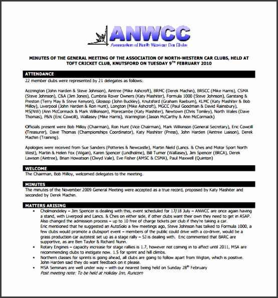 Post Meeting Note Free PDF Template Download