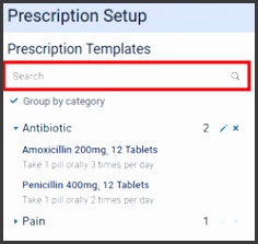 The matching templates appear as a list or in categories which are expandable and collapsible sections Continue typing as needed to narrow the search