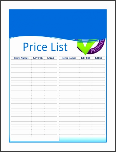 Free Download Price List Template