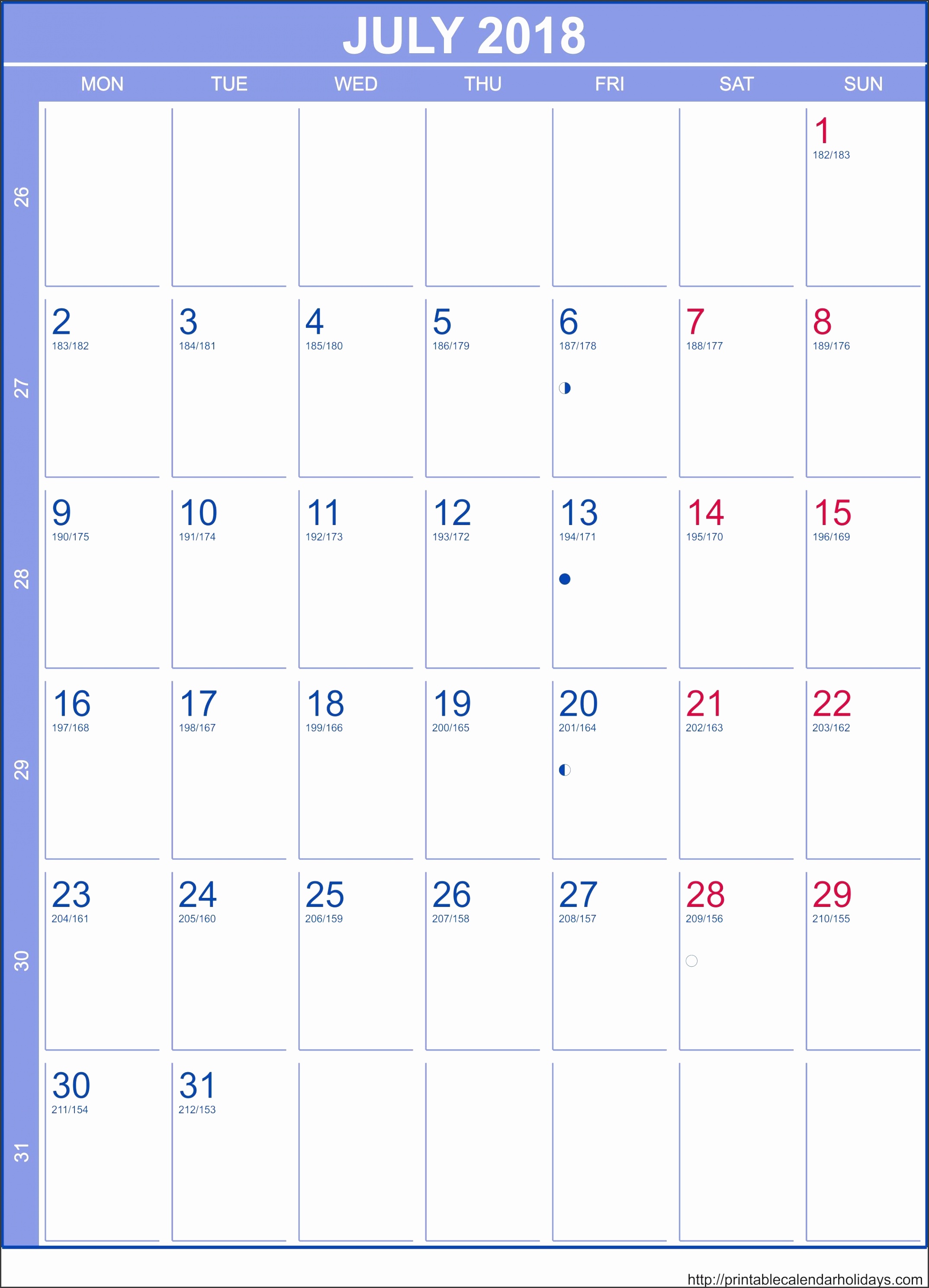 July 2018 Calendar – Template Portrait Printable 2017 Calendar within Printable Calendar July 2018 Portrait