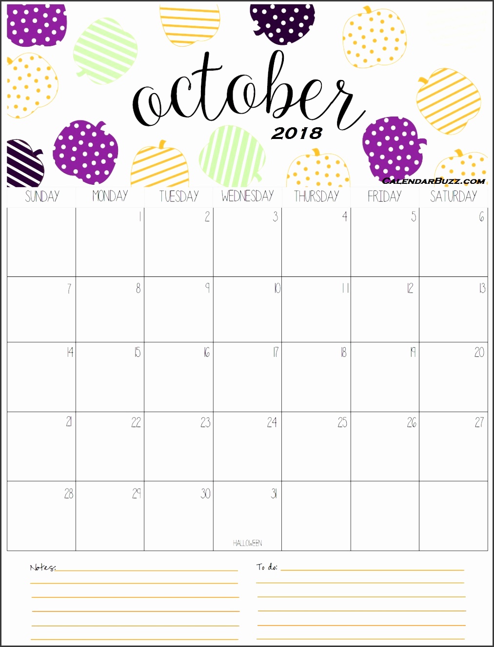 October 2018 Calendar