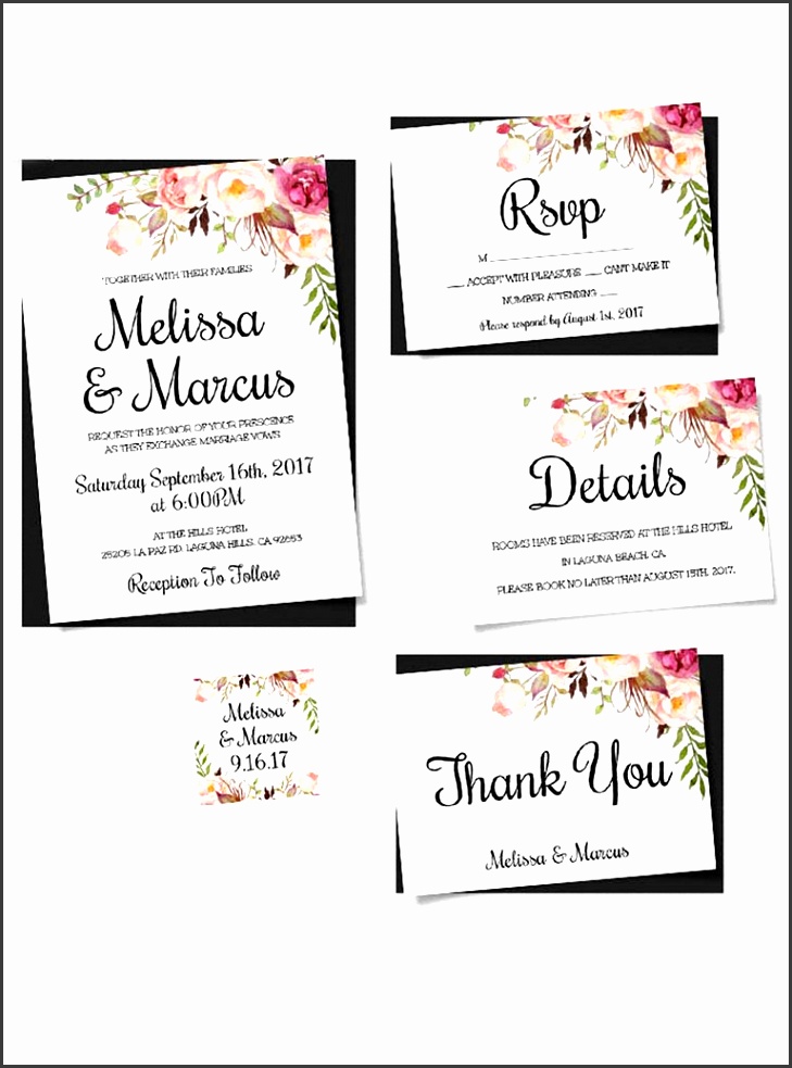 Boho florals printable wedding template
