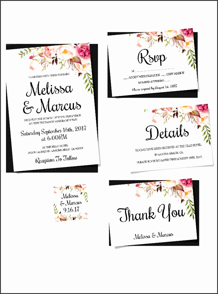 Boho florals printable wedding template