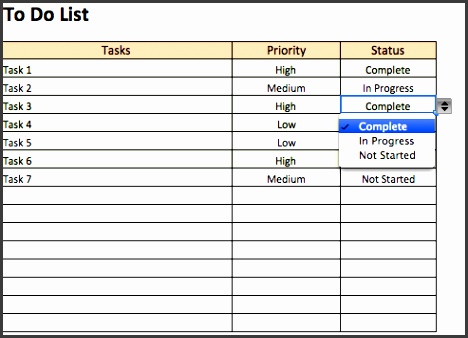 To do list with drop downs template