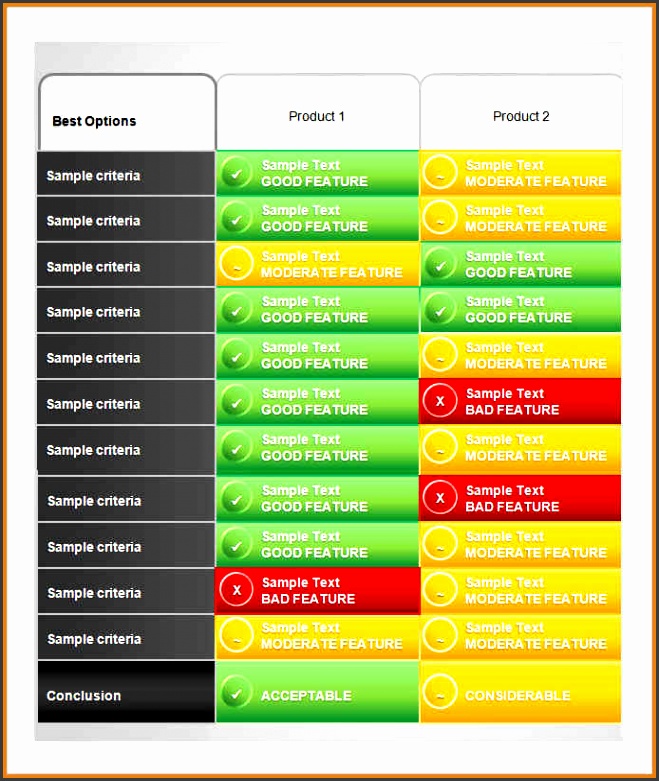 parison chart template sample product parison chart template parison
