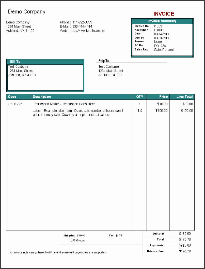 9 Professional Invoice Template - Sampletemplatess - Sampletemplatess 65A