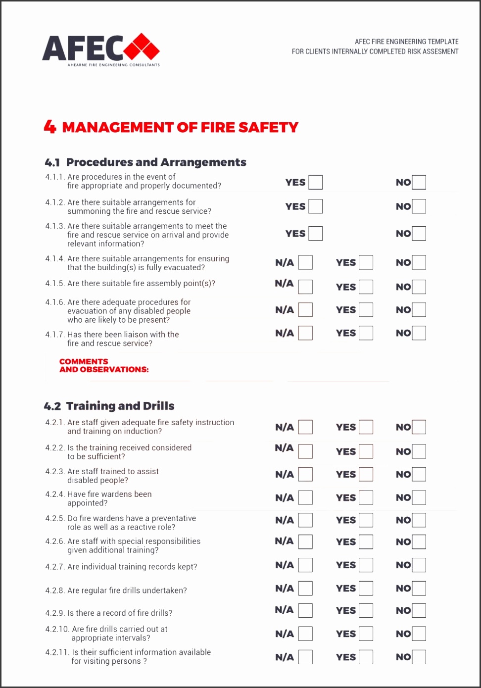 Checklists Project Governance Checklist Fire Safety Risk Assessment Page Audit New Plan Template Qualities 1024