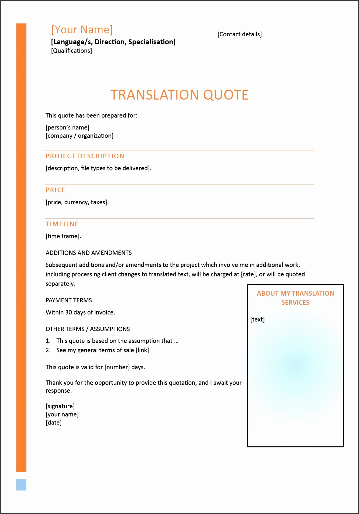 Translation Quote Template 1