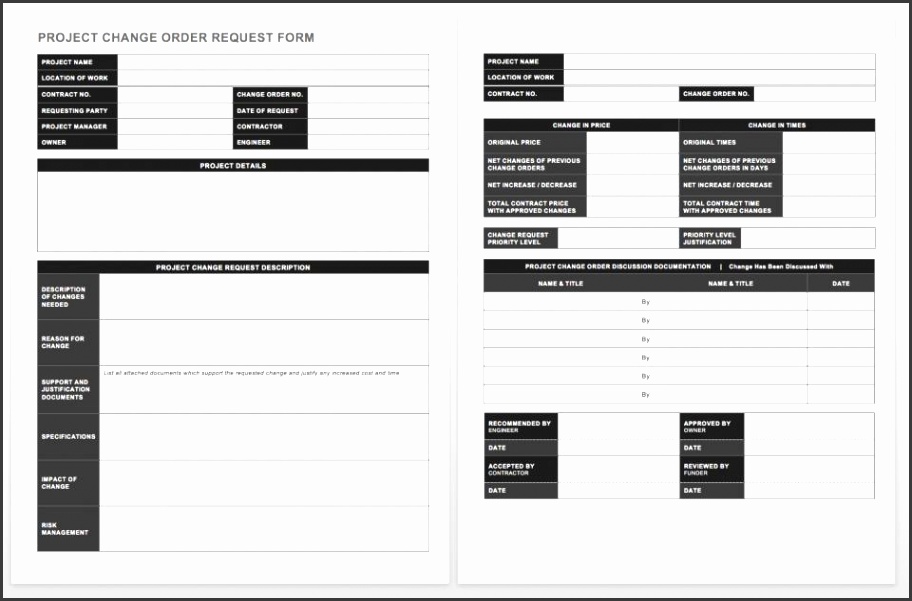 Project Change Order Request Form
