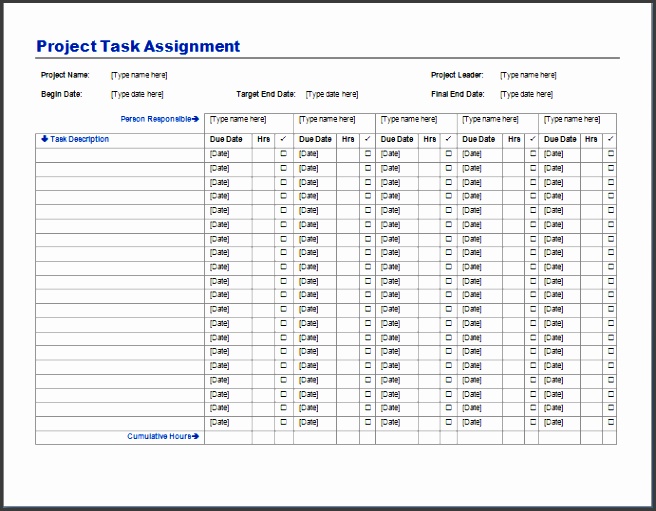 Project Task Assignment Template Here