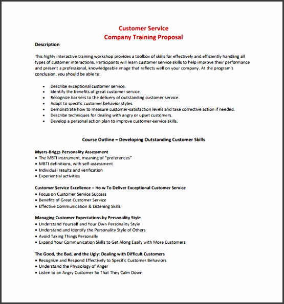 Customer Service Training Proposal PDF Format