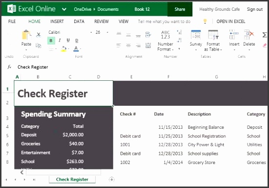 Record Account Payments & Deposits With Check Register Template For Excel