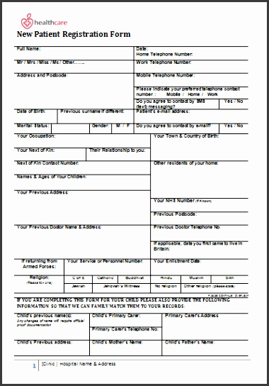 patient registration form template