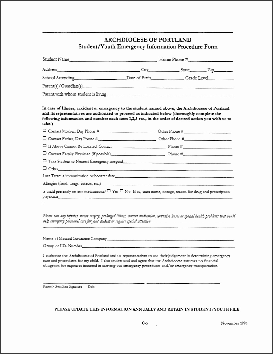 Youthp Registration Form Ministry Template Sample Church Youth Group Kenya Catholic 1224