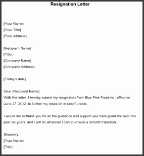 Resignation Letter