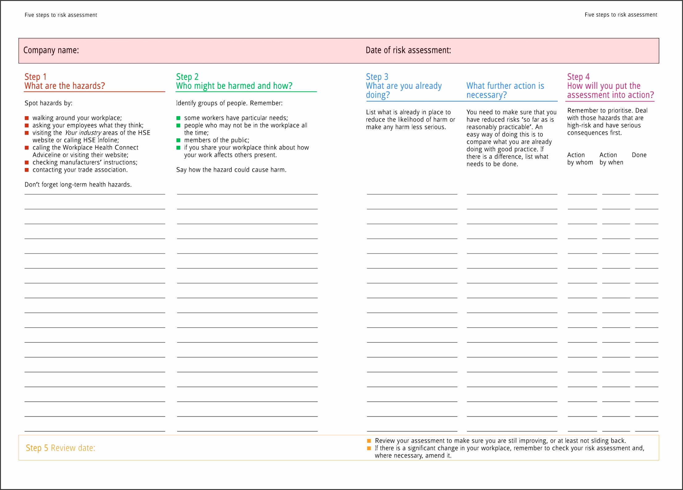 Risk Assessment Template in PDF