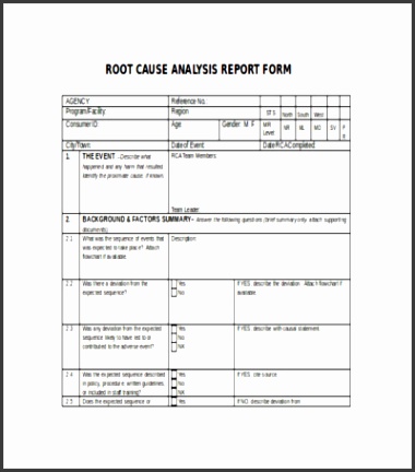 Root Cause Analysis Template Root Cause Report Form in Word