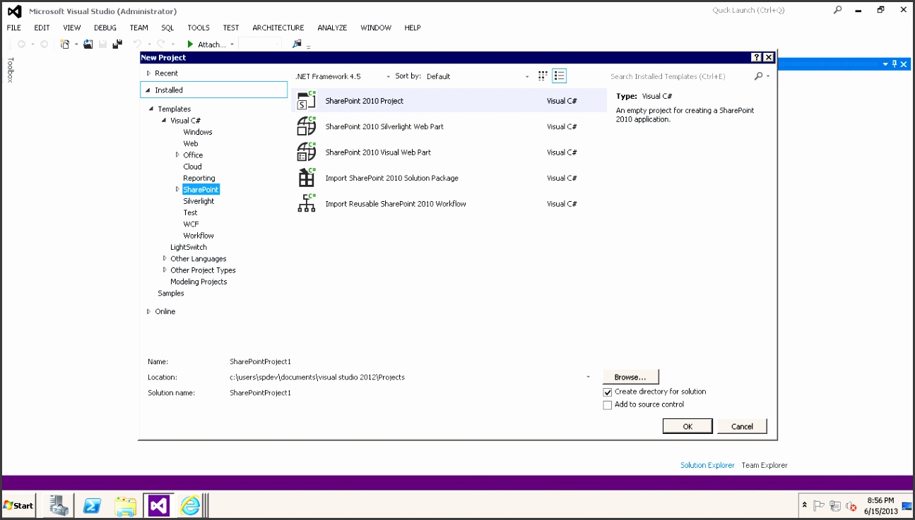 How to enable Point 2013 project templates in Visual Studio 2012