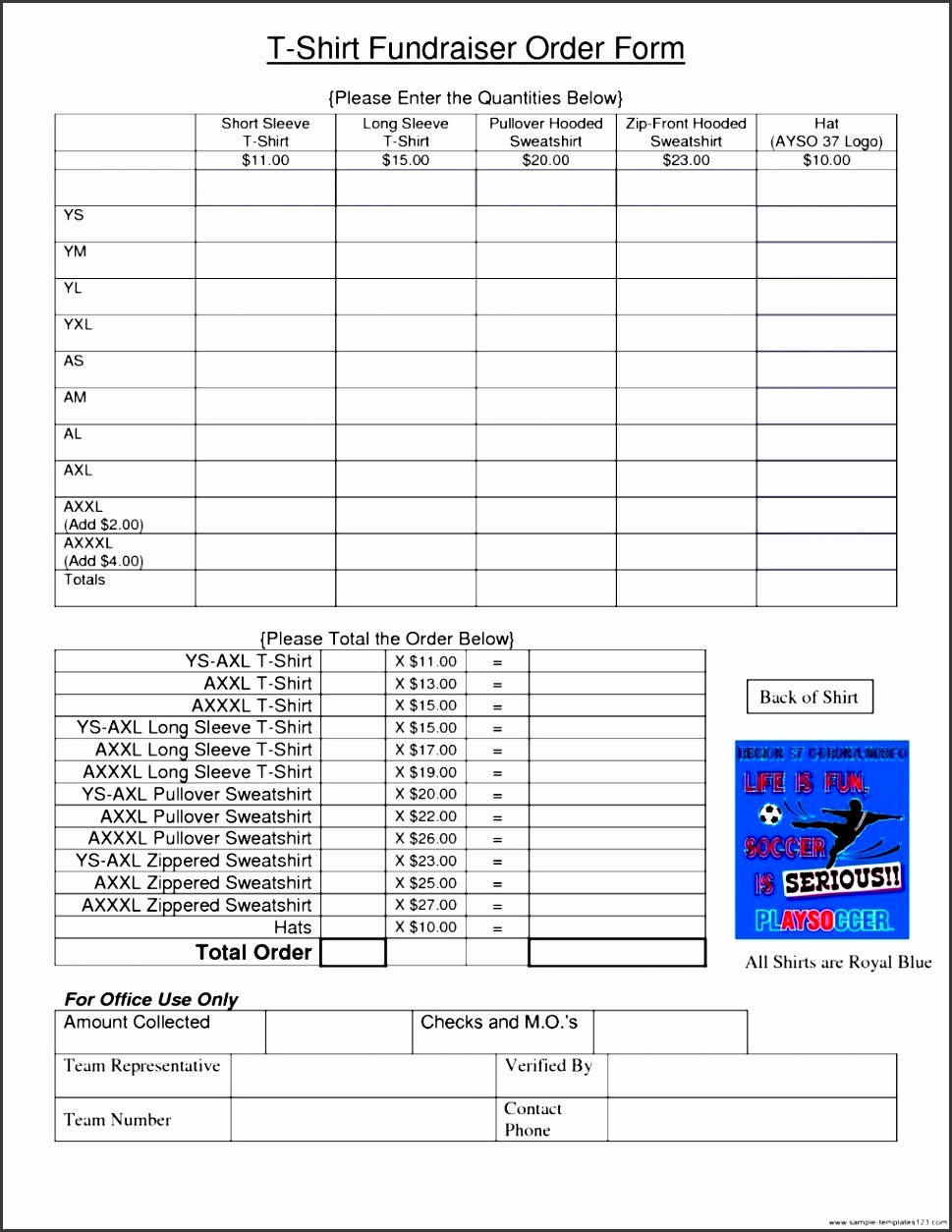 Fundraiser order form Template Excel Wfog Shirt order form Template