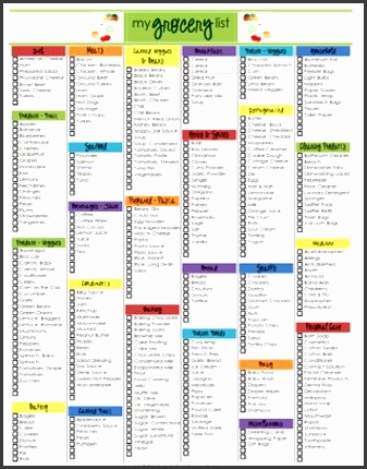 grocery list template