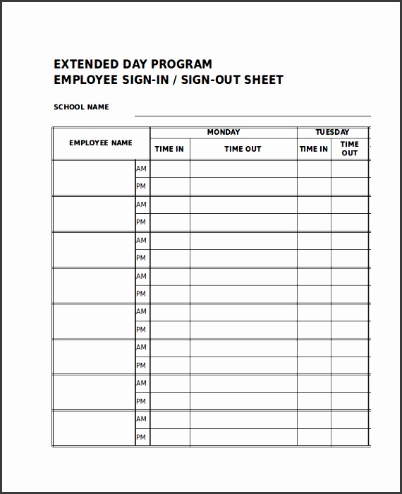 printable sign in sheet templates