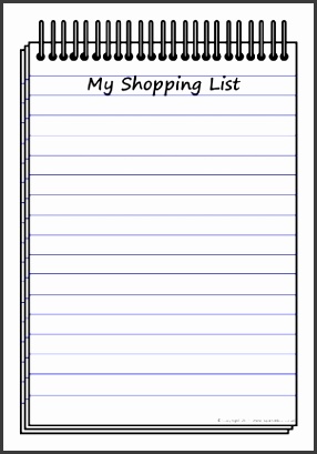Shopping List Writing Frame SB3722 A simple printable