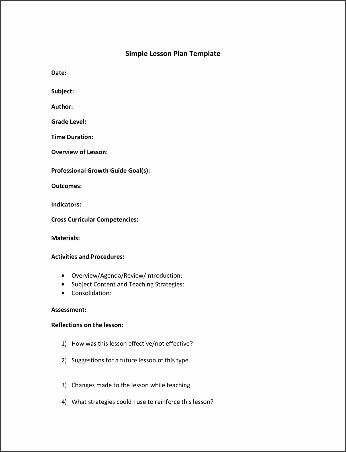 simple lesson plan template
