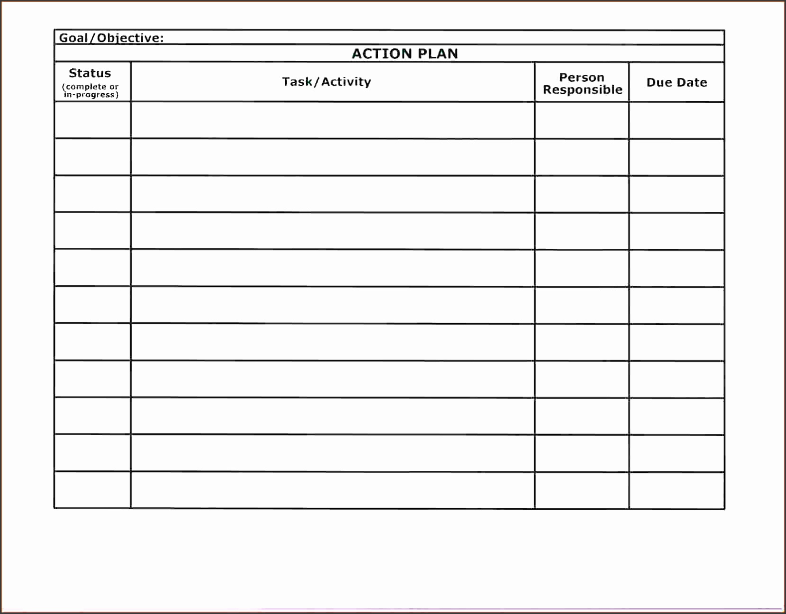 Action Plan Template Word