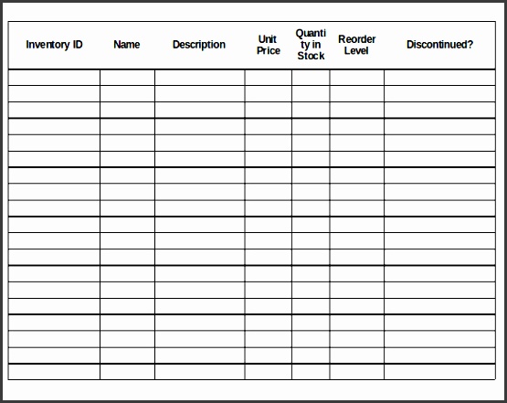 inventory control forms template