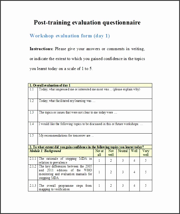 Printable Questionnaire Template 20
