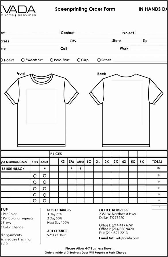T Shirt Order Form Template Free Business Template