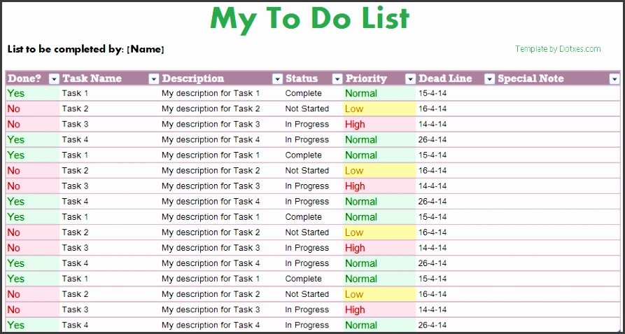 Simple printable to do list in Excel