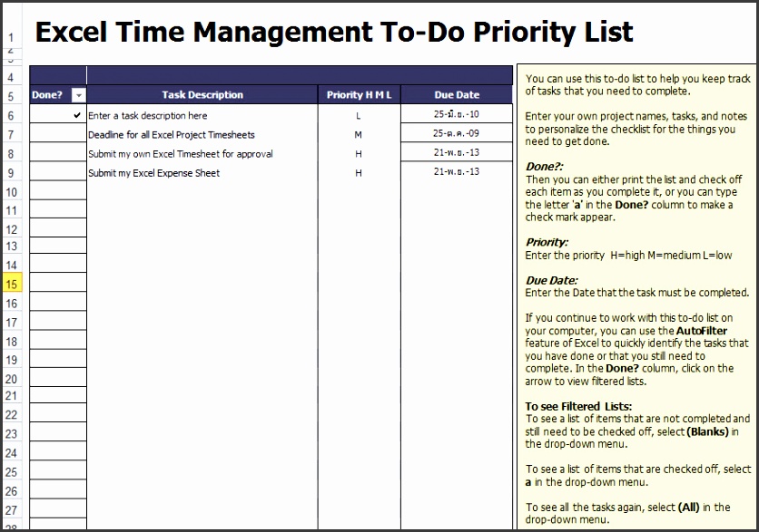 excel checklist template