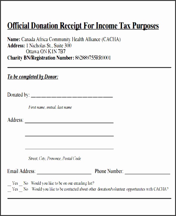 tax receipt for donation