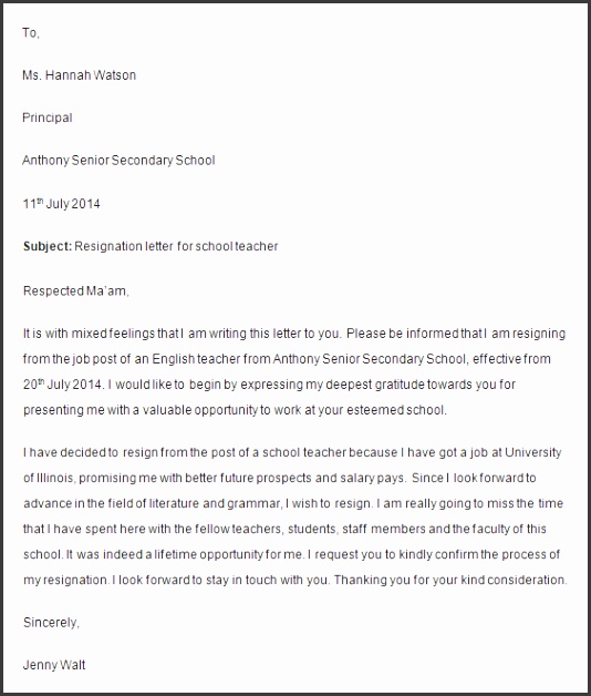 Awesome Resignation Letter Sample Education Reason About Resignation Letter Resignation Letter for School Reason Sample