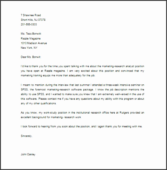 Marketing Thank You Letter Template After Interview