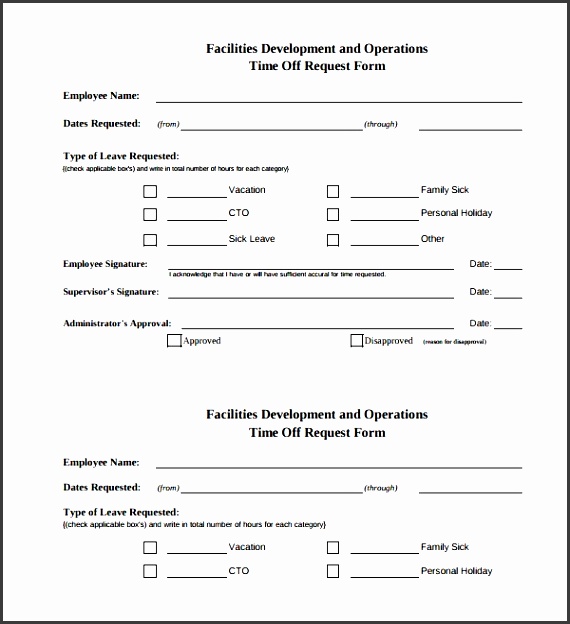 vacation request forms