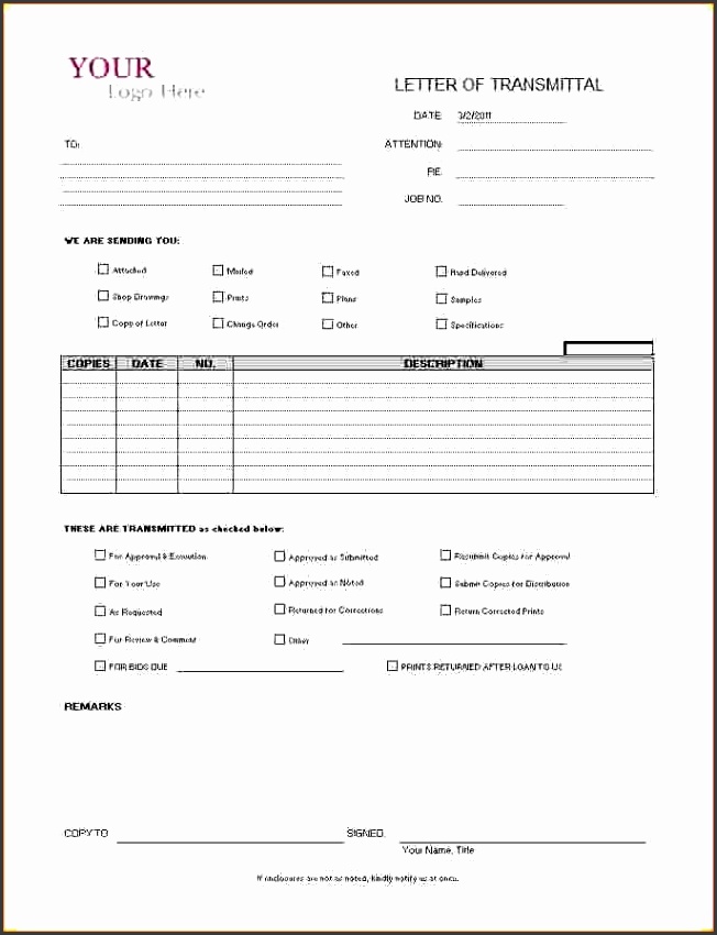 8 Transmittal Letter Template Survey Template Words
