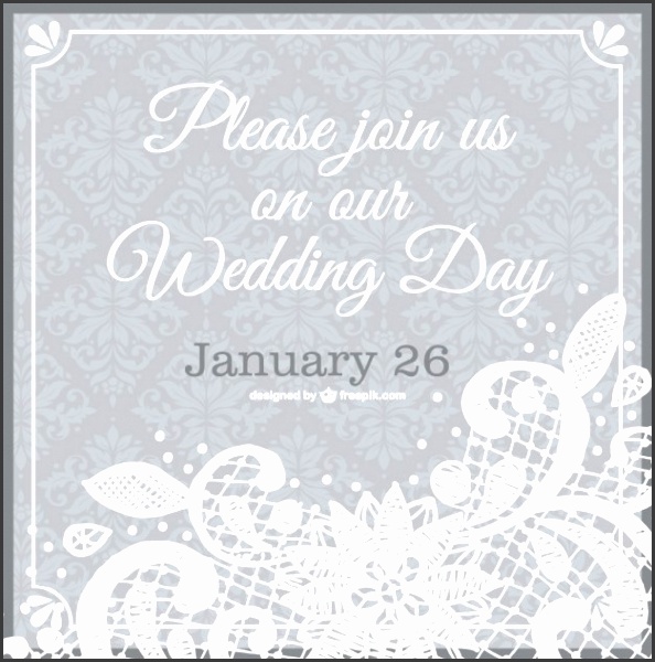 Wedding invitation lace template Free Vector