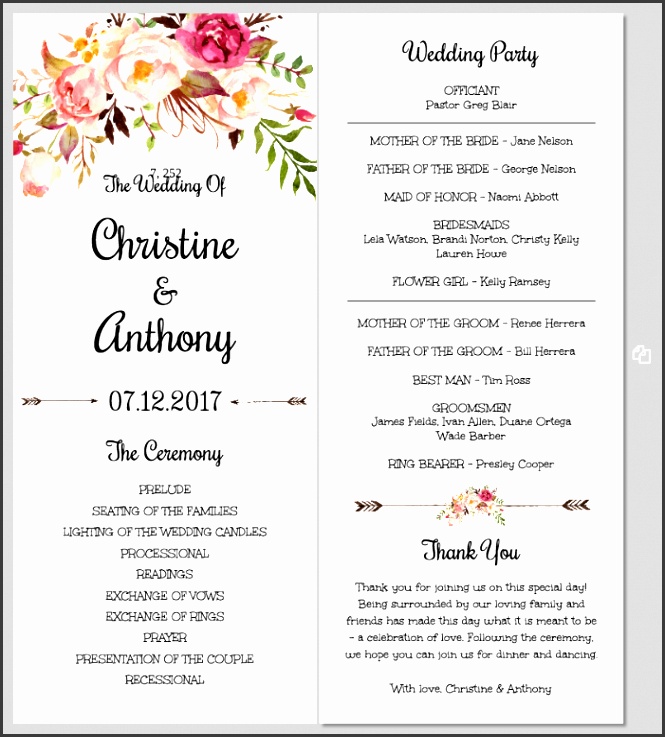 floral program template