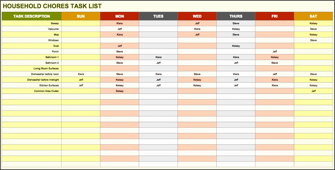 Temp HouseholdChoreTaskList · Download Excel Template