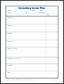 Daily Lesson Plan Template with Subject Grid Secondary