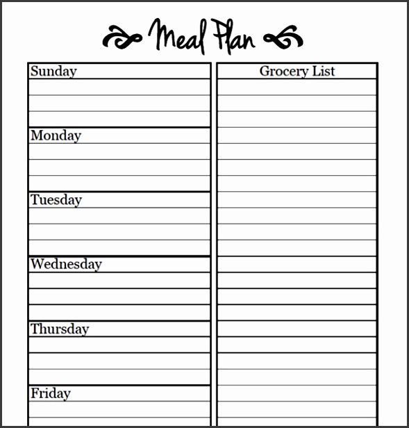 Meal Planning Template Cents and Order