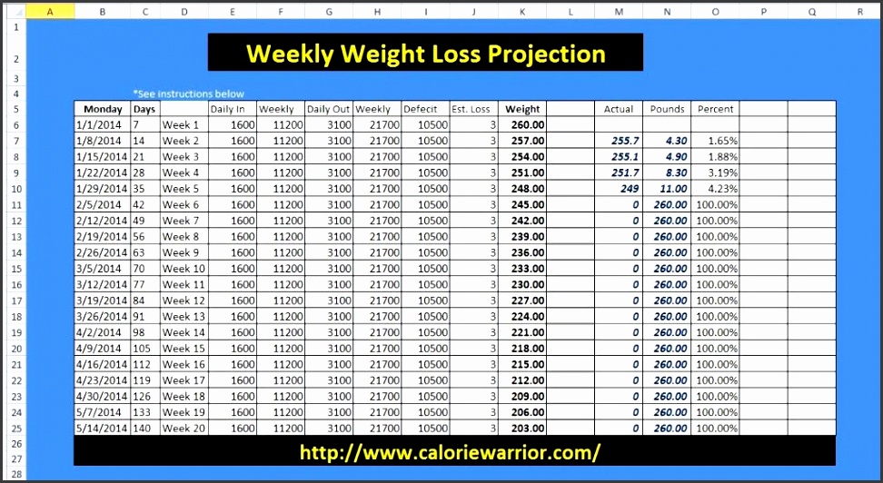 weightloss spreadsheet