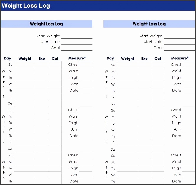 weight loss log templates