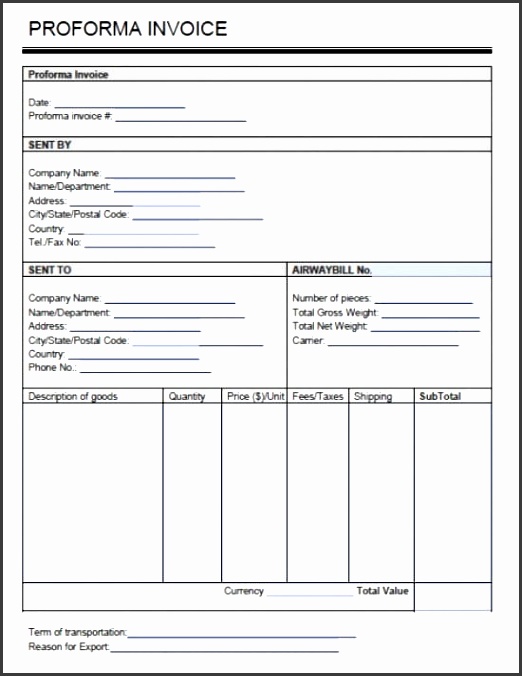 Free Pro Forma Invoice Template Excel PDF s3ijK Adobe PDF pdf & Microsoft Word