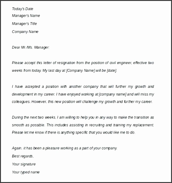 Two Weeks Notice Letter Template Resignation Letter Two Week